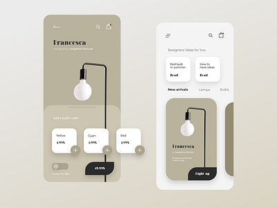 Lamps Shop App app app design application branding card card design cards ui design interaction design minimal ui uidesign ux