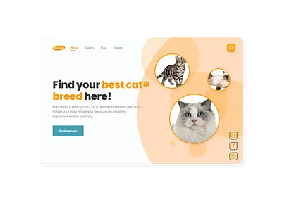 #DailyUI 003 caring cats concept daily100challenge dailyui design figmadesign landingpage pets photoshop simple simple logo soft uidesign webdesign
