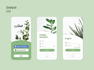 Daily UI - 001 001 app dailyui dailyui 001 dailyuichallenge design minimal mobile apps mobile ui plant plants signin signup ui ui design uidesign uiux userinterface ux web