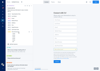 Application for constructing surveys bootstrap builder create new form forms lists survey wysywig