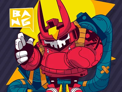 ZapTEQ63 bang boombox character color design fanart illustration lightning procreate skull zap