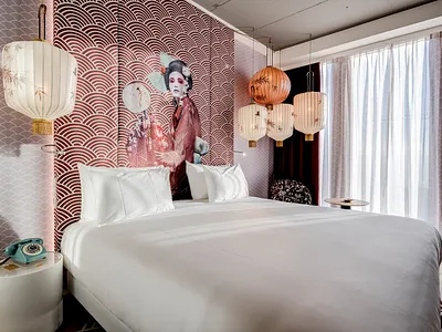 Headboard mural design for nhow Amsterdam hotel art collage collage art collageart design digital art hotel hoteldesign photomanipulation photoshop