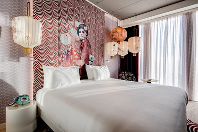 Headboard mural design for nhow Amsterdam hotel art collage collage art collageart design digital art hotel hoteldesign photomanipulation photoshop