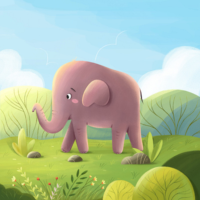 The Little Elephant | Children's book illustration 2d animation book character design designs elephant illustration kids nature nature art plants vector zoo