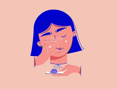 Girl with blueberry 2d bold colors characterdesign flat flat illustration vector