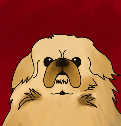 Miki malowany art design dog dog illustration doggy illustration illustrator peke pekingese red ui ux vector