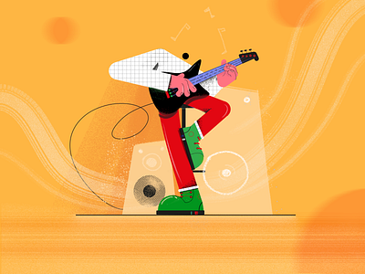 guitar hero character character design circle disco fireart guitar illustraion illustration music