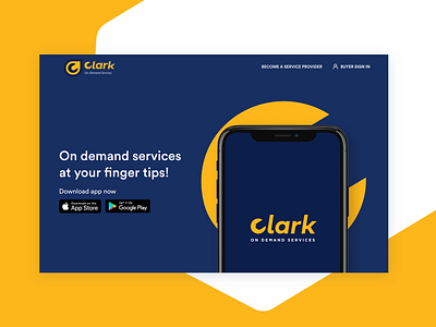 On demand services landing fold appstore cta cta button googleplay landing landing design landing page landing page design mockup playstore store ui ux ux design uxui webdesign