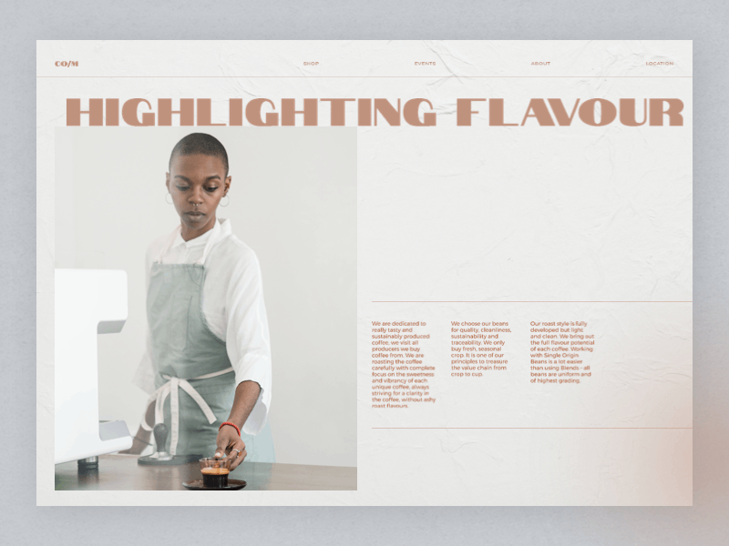 Co/M. About page about page about us coffee shop trendy design ui design ui ux