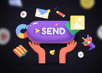 Send Button Illustration branding illustration process send