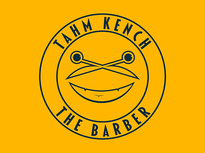 Tahm kench the barber Daily Logo Challenge 13 blue branding corto bert dailylogo dailylogochallenge dailylogodesign design happinessdesigns ios logo logo design logodesign logos logotype retro ui ux vector yellow