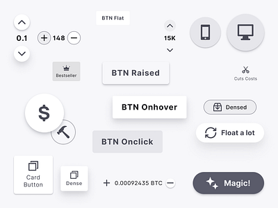 React Buttons UI design - Material, Raised, Ghost, Shaded action app buttons design system fab figma floating ghost icon material outline react shadow stepper ui ui kit web