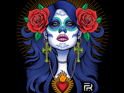 Flow N Roll "Sugar Skull" rash guard illustration apparel day of the dead illustration illustrations logo logo design martial arts mexican mexico mma skull sugar skull vector vector art
