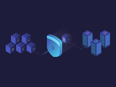 Safe Haven Illustration affinity designer blue data database illustration isometric marketing privacy privacy shield purple security