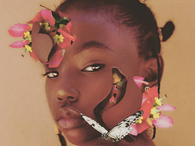 Little flower africa black composite design flower girl photoshop