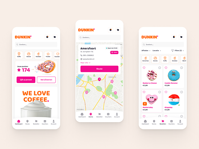 Dunkin Mobile App animation app dashboard design digital food ios mobile order pink product design purple ui ux