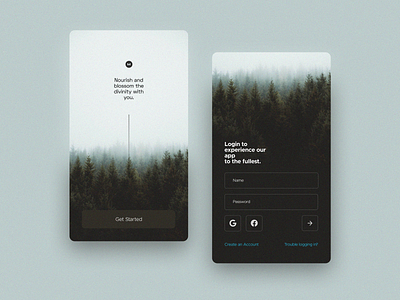 Meditation App UI app clean concept forest login meditation meditation app minimal mobile relax signup ui uiux