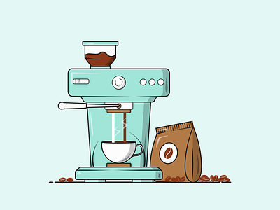 Flat Vector Illustration Series americano cappuccino coffee coffee beans coffee lovers coffee machine flat fresh brew graphics graphics designer hot hot coffee illustration monday morning student vector vector art vector illustration