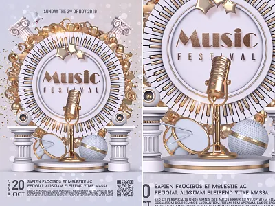 Music Festival Flyer classical club flyer concert cover festival flyer jazz music music festival music flyer nightclub party poster print ready template white