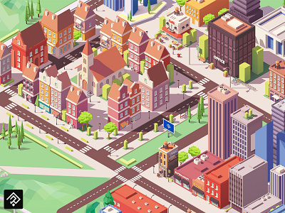 Isometric Map 2d city colorful flat flatdesign graphic illustration illustrator isometric isometry map