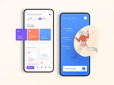Super Rad Education App 🤓⁠ app app design cards cards ui dashboad education habit illustration lms product design ui