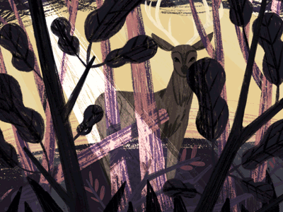 Watching and Listening animal animation art deer drawing forest illustration painting picturebook procreate woods