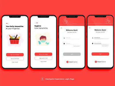 Superstore App Login Screens adobe illustrator covid19 design dribbbleweeklywarmup flat flat design illustration interaction design login screen minimal mobile app signup ui user experience user interface design userinterface ux uxui vector weeklywarmup