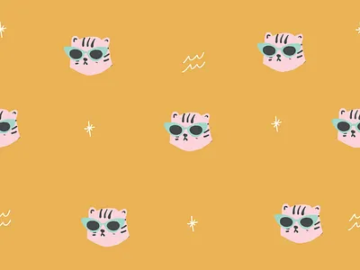 Cool cat pink leopard with blue glasses ai blue gold hipster illustration illustrator leopard pattern patterns pink retro seamless tiger tiger king trendy vector