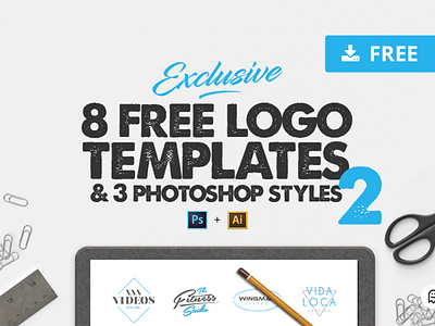 8 free logo templates 2 ai creation download free freebie freelance graphics illustrator inspiration logo logodesign logofolio logos logoset logotype photoshop psd psd download styles templates