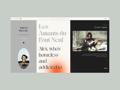 Les Amants du Pont-Neuf colour palette design film flat mobile app design typography ui ux web web design website