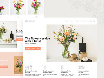 Bloomon Homepage bloomon concept ecommerce ecommerce design feminine florist flower flower illustration flowers flowershop minimal minimal redesign redesign redesign concept shop ui design web design website