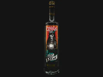 Esprit de Krewe Crystal Rum alcohol art direction artwork branding design illustration mardi gras nola skeleton southern vector
