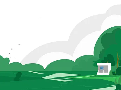 House In The Green art digital painting illustration vector