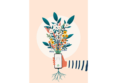 Social distance editorial illustration floral floral illustration flower illustration flowers illustration illustrator nature nature art nature illustration print