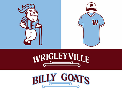 Wrigleyville Billy Goats baseball baseball logo branding design digital art identity illustration illustrator logo sports sports branding sports design typography
