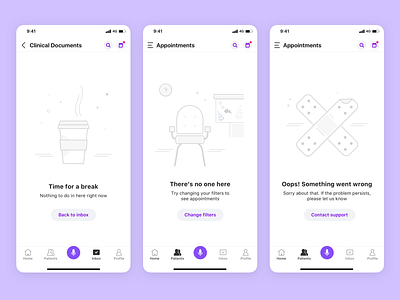 Empty States for athenaOne mobile app ehr empty state health icon design icon set illustration ios medicine mobile product design ui