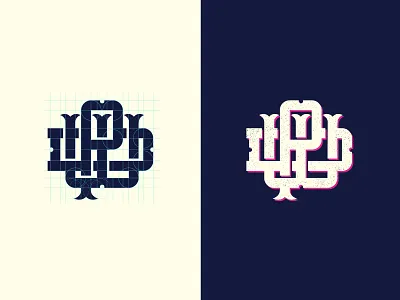 PW Monogram blue branding design flat icon illustration logo miami monogram pink pw type typography vector vintage vintage logo