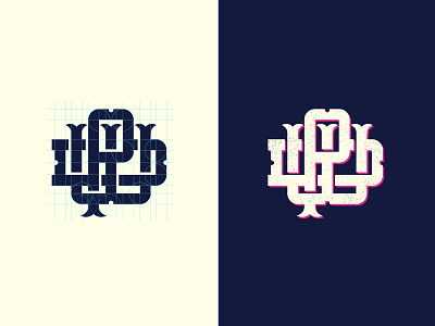 PW Monogram blue branding design flat icon illustration logo miami monogram pink pw type typography vector vintage vintage logo