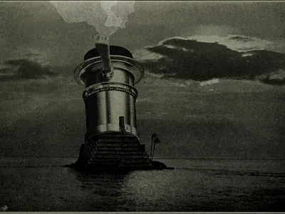 Lens Island I bnw collage hands horror illustration island mystery sea summer surreal