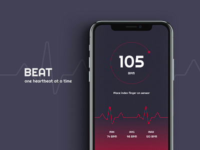 Beat - Heart Monitor App analytics branding clean concept daily ui 018 dailyui design heartbeat interface medical medical app product product design ui ui ux ui design user experience ux