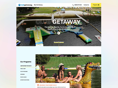 Club Getaway — Homepage, Youth Programs, & Iconography adventure camp camp getaway club getaway color palette design iconography interface pastel patterns typography ui web