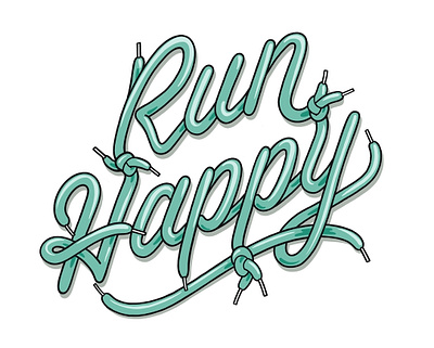 Run Happy branding design hand lettering illustration lettering shoes sports design sports logo typography