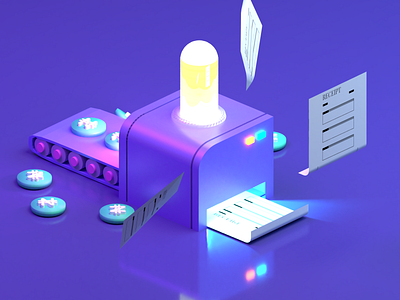 Day #8 (Receipts and Automation) 3d 3dart automation blender branding design isometric mikepiechota receipt typogaphy ui