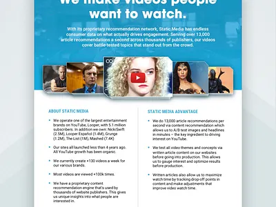 Static Media Sales Sheet entertainment graphic design movies visual design