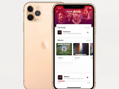 iPhoneX Music Player adobe app blue branding clean design logo ui ux xd