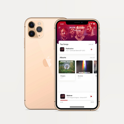 iPhoneX Music Player adobe app blue branding clean design logo ui ux xd