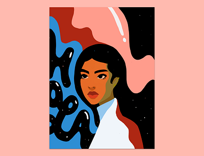 Latinas in Space artwork brown beauty flat illustration illustration latina latinx procreate space