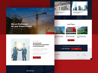 Construction home - HCCONS building clean construction design homepage pc ui uiuxdesign webdesign xd