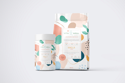 Vitawell - Organic Food Branding adve bag branding capsule cmyk food helthy logo modern natural organic photoshp print print design product professional protein psd raw shapes