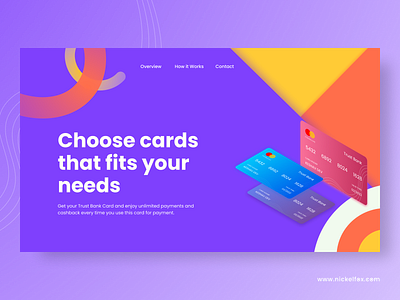 Trust Bank Card 3d app banking branding cards colorful illustration landing page minimal typography ui ui design userinterface ux web website